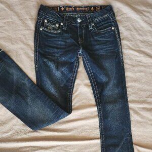 ROCK REVIVAL Womens Dark Denim Style:AVA Slim Boot Jeans Sz 28 Inseam 33 in.